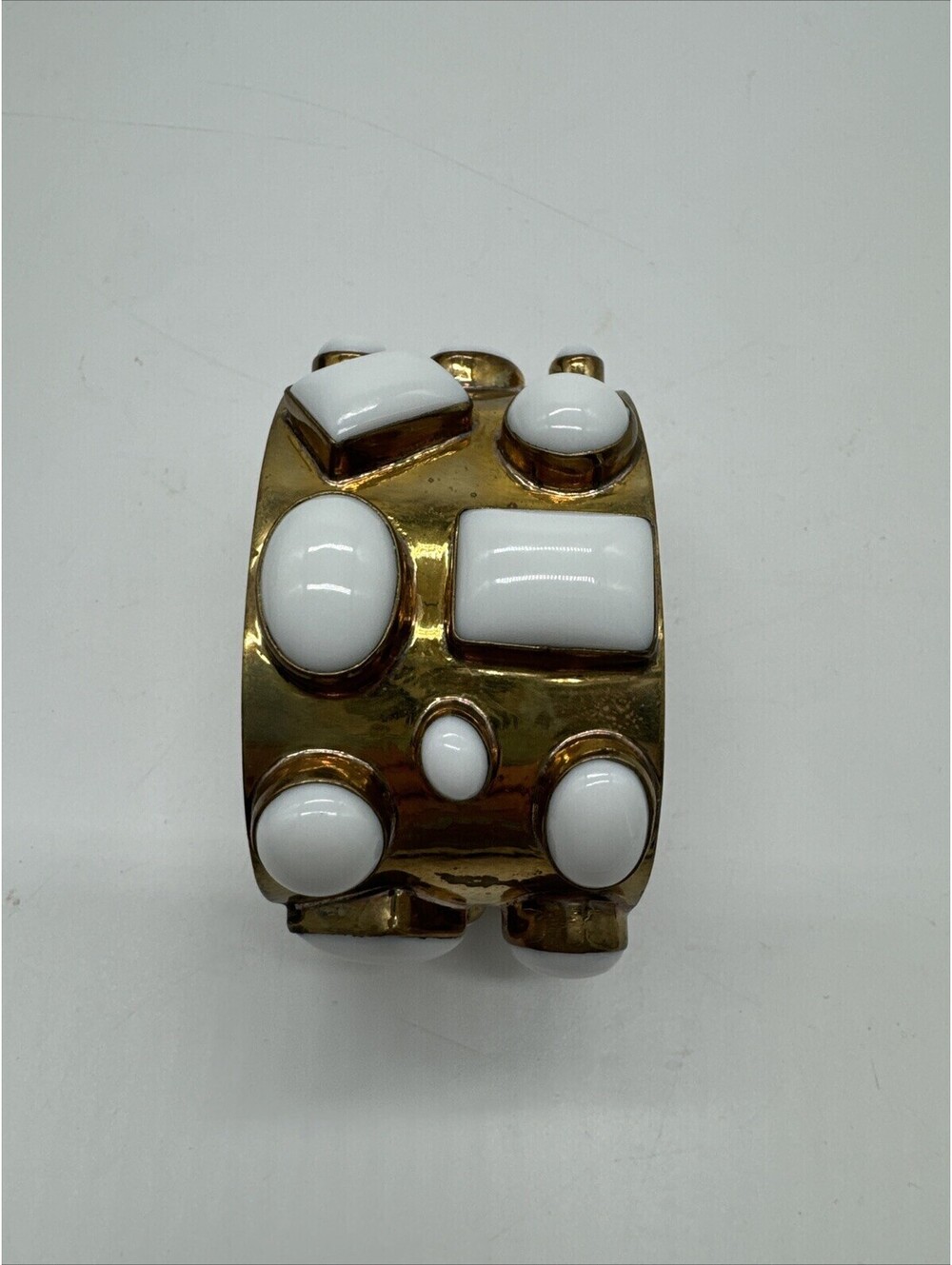 Addison Weeks White Agate Harris Statement Wide Cuff Bracelet